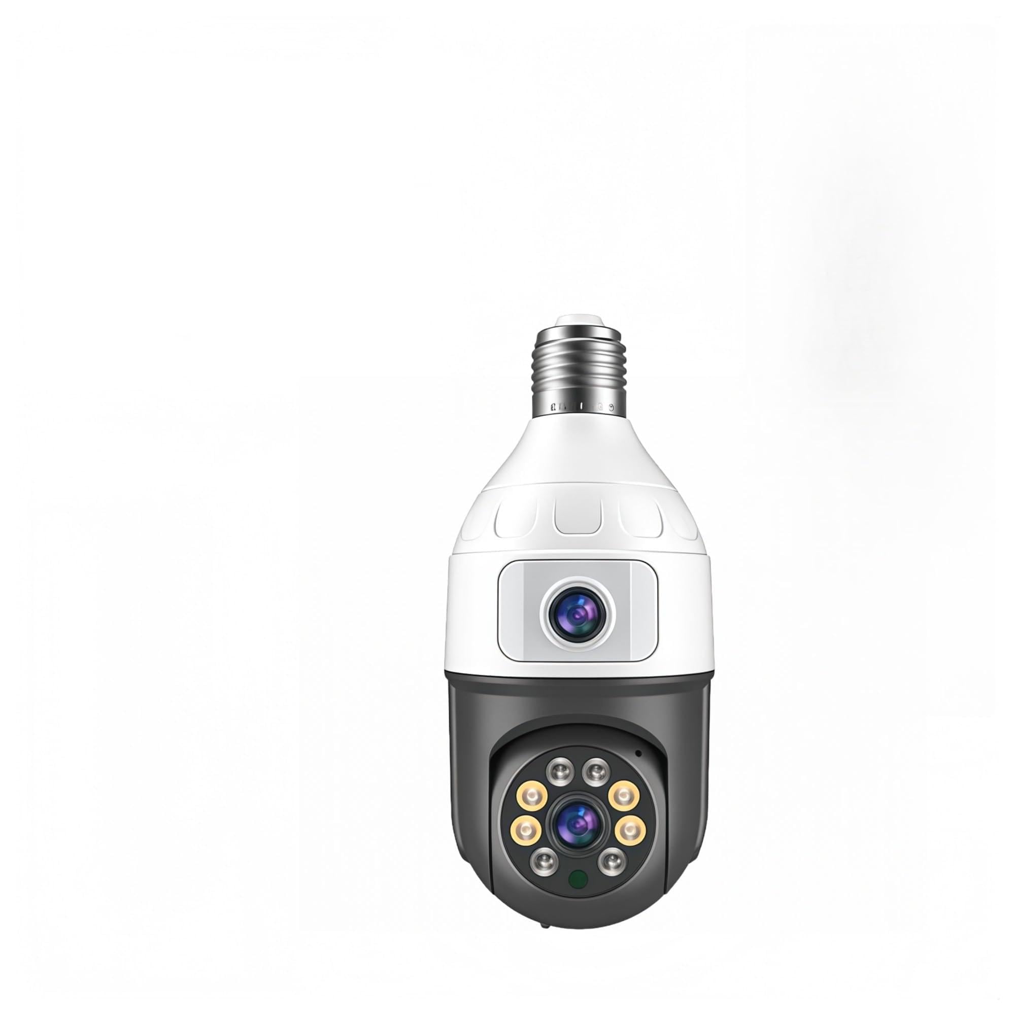 NCAEVGXRWJT 4MP E27 Bulb WiFi Security Camera, Dual Lens 360° Panoramic Night Vision Baby Monitor Compatible with Onvif(128G SD Card)