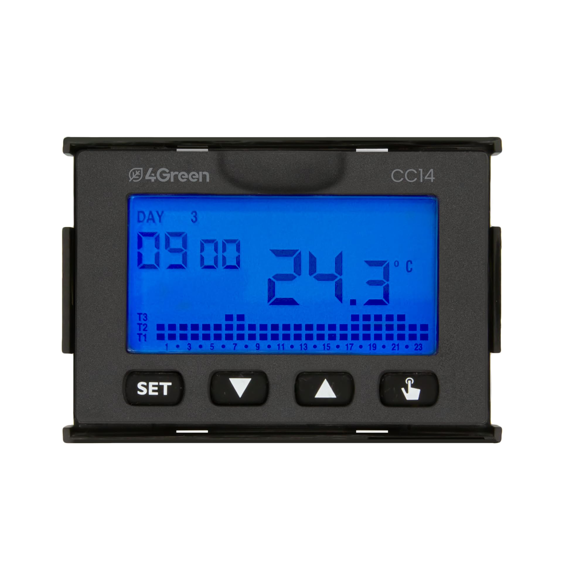 CC 14B – Cronotermostato da Incasso 503 (3 Moduli), Programmazione Settimanale, Termostato Digitale con Alimentazione a Batteria, Frontalini Bianco e Grigio Antracite