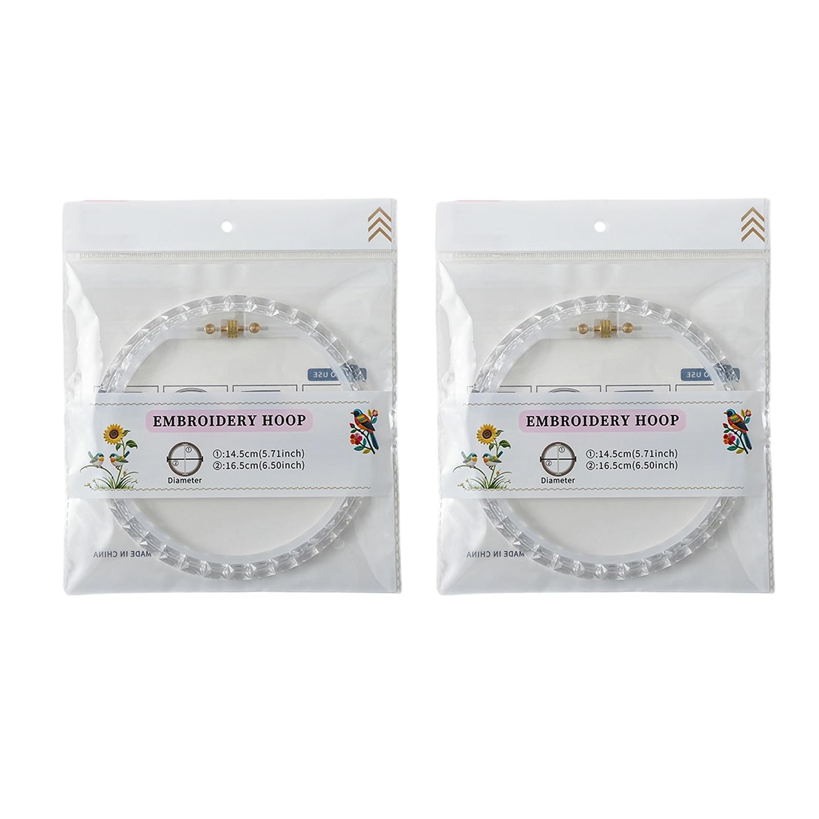 Nucelit 2Pcs Circular Embroidery Hoops with Copper Screws Stitching Hoop Frame for Beads Painting Needlework Project Stone Art Skeletons Set