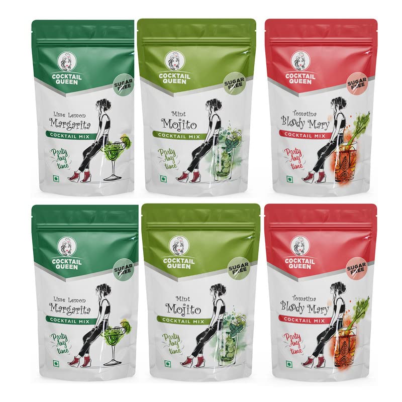 cocktailqueen Cocktail/Mocktail Mix | Tomatina Bloody Mary & Mint Mojito |Lime Lemon Margarita| 135 ml Each, Combo of 6 (B0BZ9M35J6) Amazon Price History, Amazon Price Tracker
