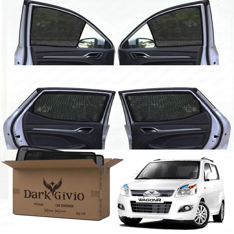Image of Car Window Sun Shade Protector for WAGONR T 3 (2010 18) | Exact Fit Non-Magnetic Half Cut Sunshade (Set of 4 /6) | UV Blocker Side Window Car Curtains & Interior Accessory