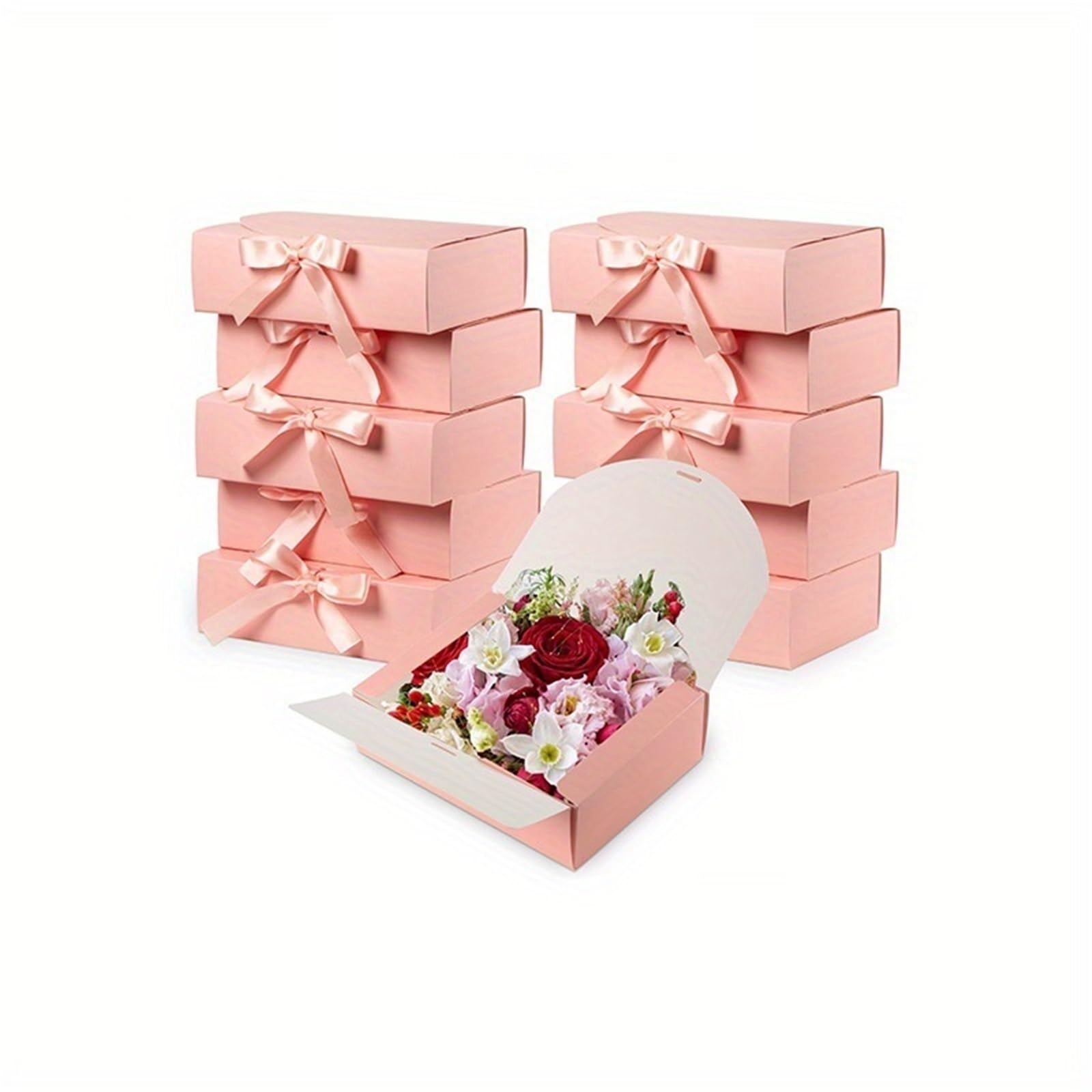 Geschenkbox 10 Stück Geschenkbox mit Deckel | Heiratsantragsbox des Bräutigams, luxuriöse Geschenkbox mit Schleife, geeignet for Hochzeiten, Geburtstage, Partys(Pink)
