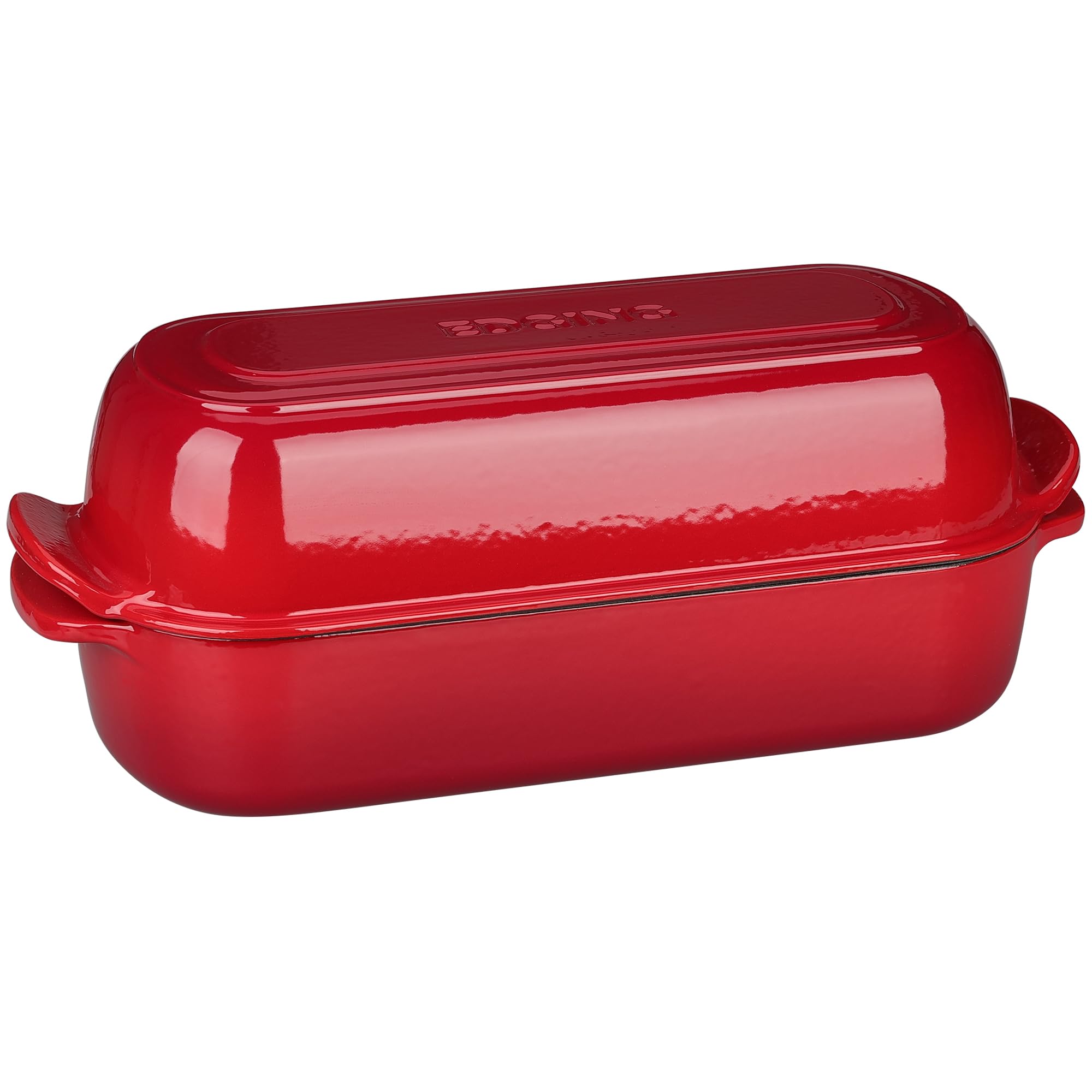 EDGING CASTING Kastenform aus emailliertem Gusseisen mit Deckel, Dutch Oven für hausgemachtes Brotbacken, 31,8 x 14 cm, 5 l, Rot