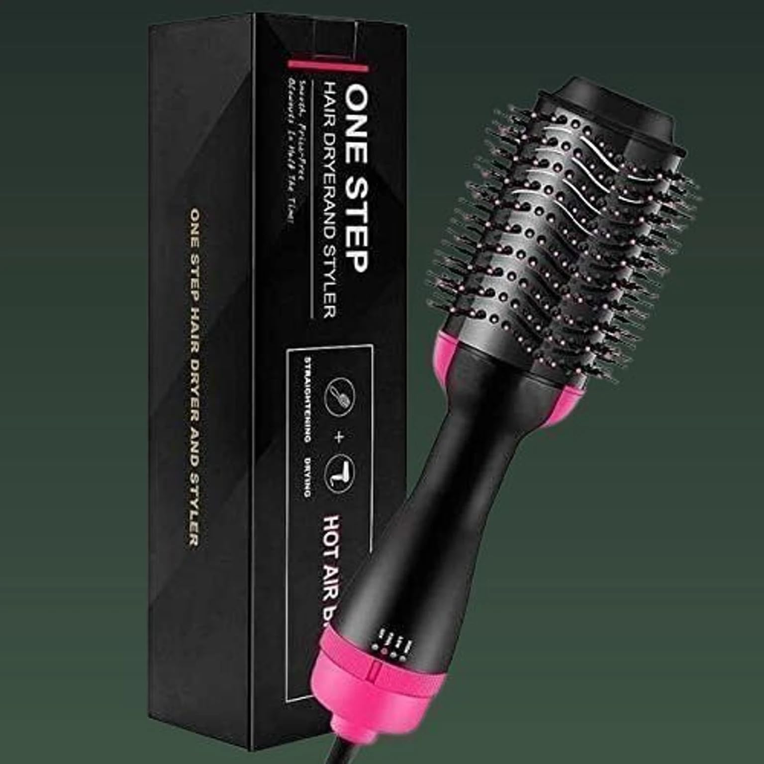 camb 3-in-1 hot air brush hair dryer & volumizer, one step hair dryer brush for straightening, curling & styling, ionic ceramic thermal hair brush, hair straightener brush for women & all hair types