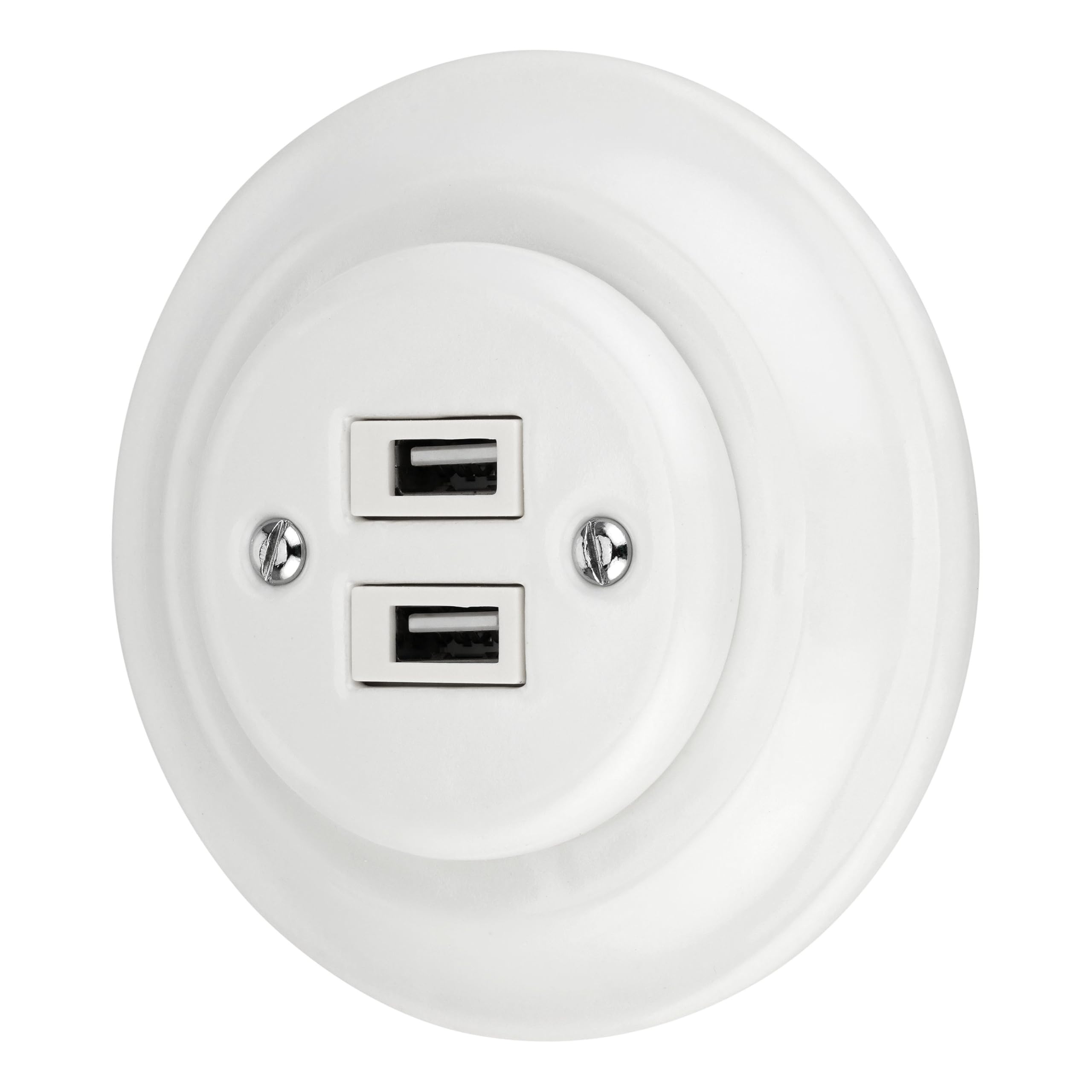 Unterputz Porzellan Retro USB Steckdose 2-fach, All-in-One, Serie PR1 weiß