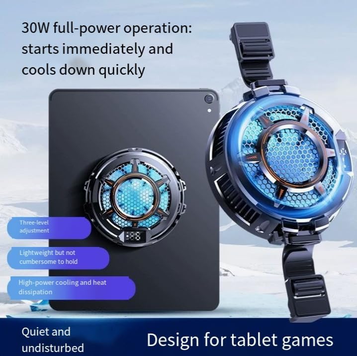 CX05 Tablet Cooler for iPad, Magnetic Semiconductor Cooling Fan with Display, 3-Speed Control