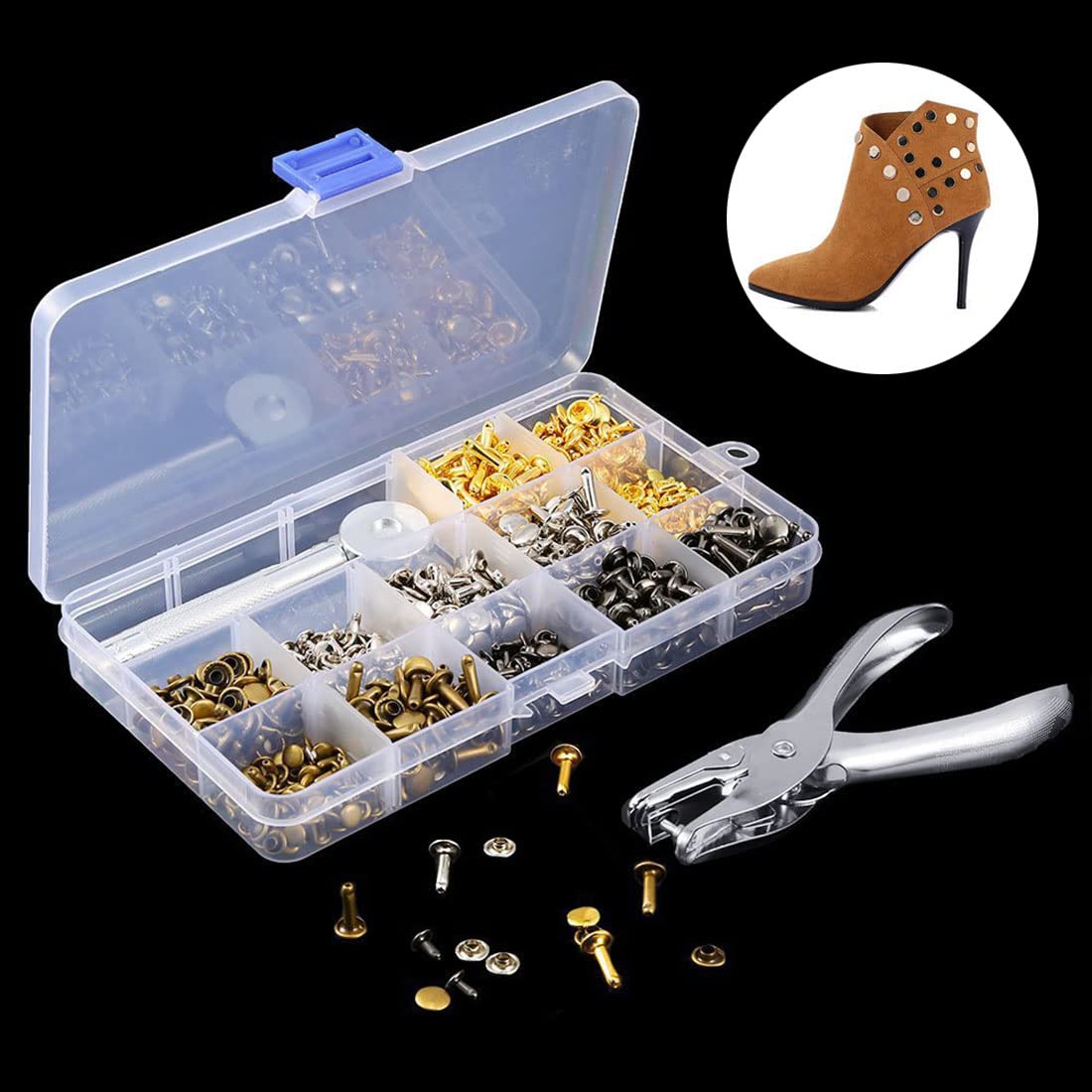 LIMEOW 1 set met 180 stuks, 12 mm, 8 mm, 6 mm, leren