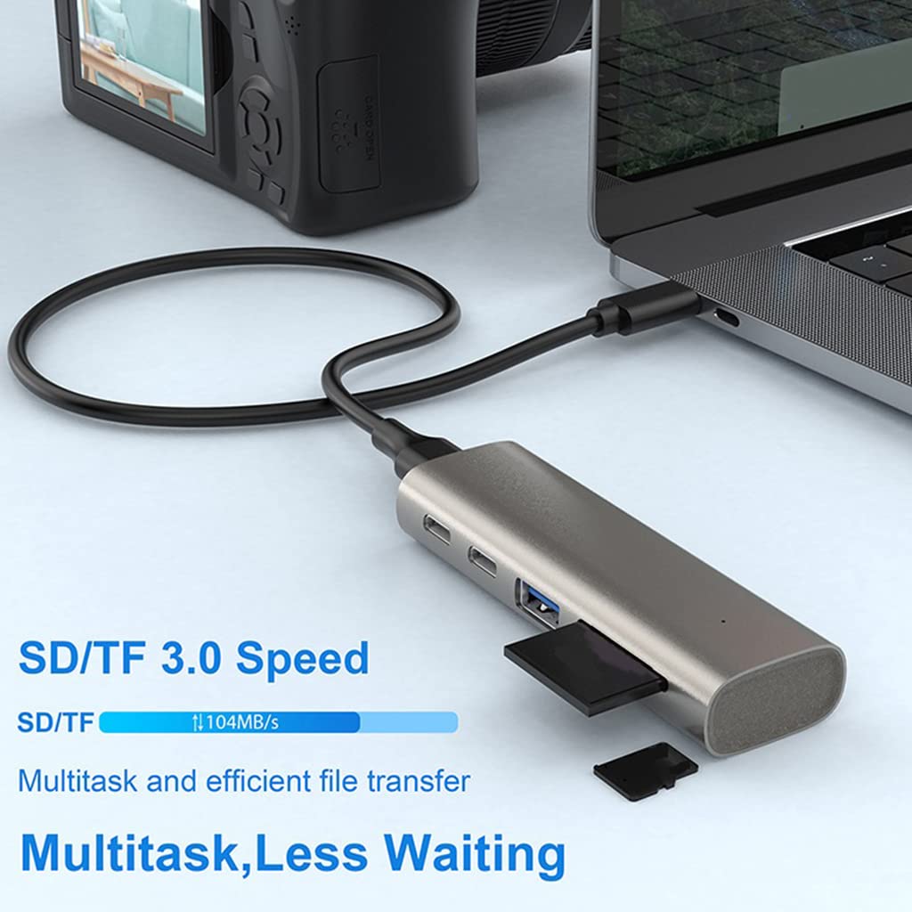 Adattatore USB C in lega di alluminio USB C Splitter a 6 porte 1 A 5 Adattatore multi-porta USB 3.1 Gen 2 per Notebook Desktop