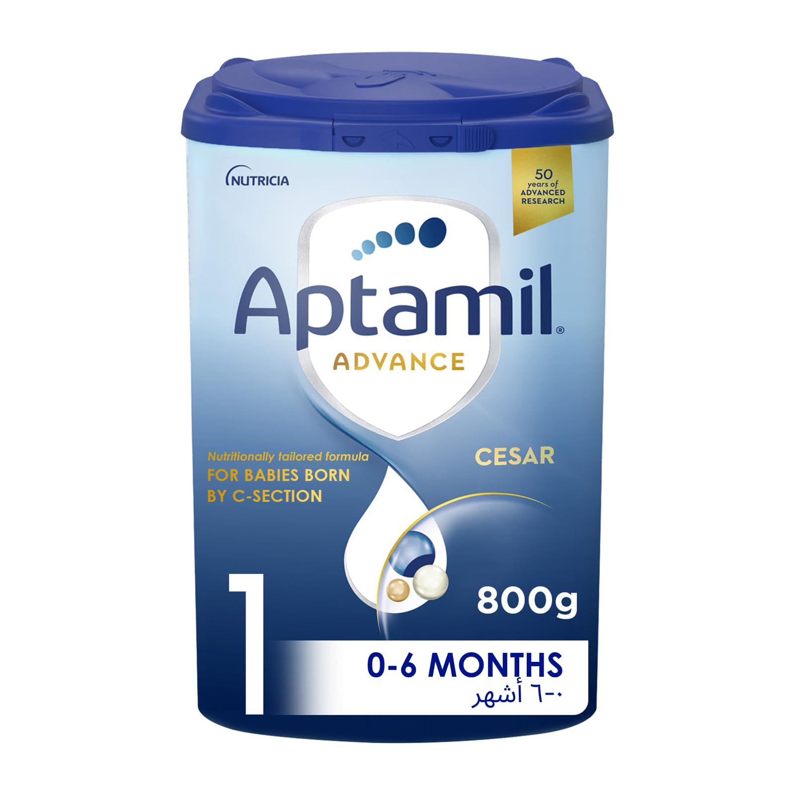 Aptamil Advance Cesar 1 Infant Formula Milk From 0-6 Months, For C-Section Born Babies, Easy To Use Pack, 800g