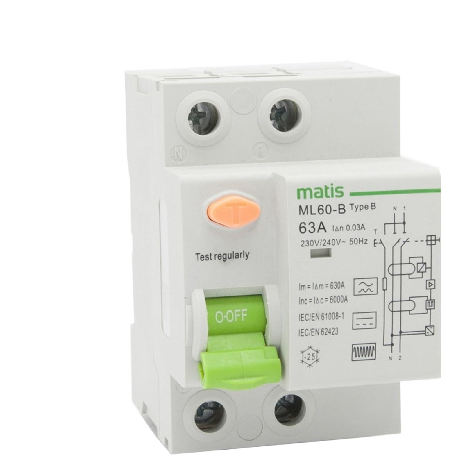 AWWVRLMM 2P 30mA 16A Type B RCCB Earth Leakage Protection Circuit Breaker(4,32A)
