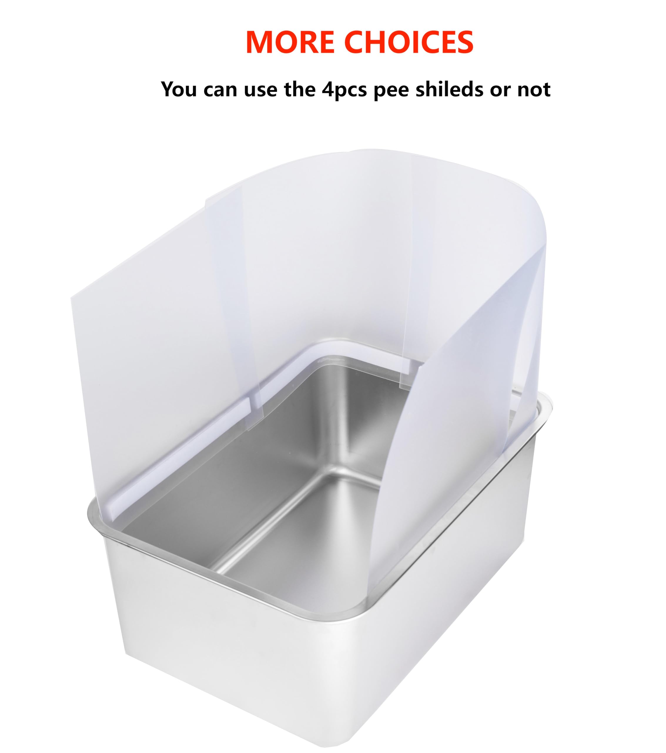 MEEXPAWS Stainless Steel Litter Box High Side L19.7 x W13.8 x H7.9 inch