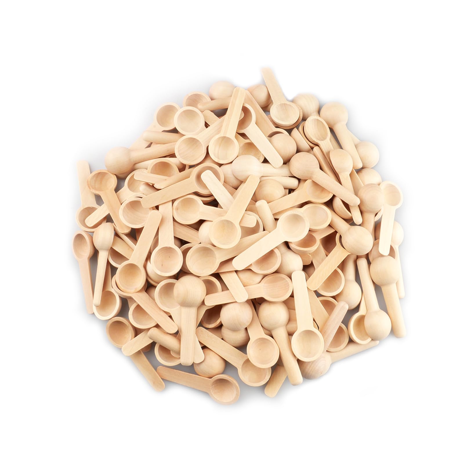 100 pezzi di piccoli cucchiai da cucina rotondi in legno, piccoli cucchiai in legno con manico corto, mini cucchiai in legno per condimenti, miele, caffè, sale, vasetti di marmellata