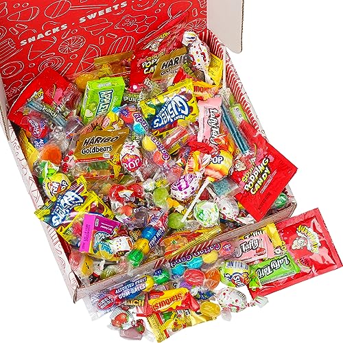Candy Filled Gift Box - 3 Pounds - Fun Mix Candy - Summer Camp Candy Care Package - Lalees Candy Basket For Birthdays - Assorted Candies - Variety Pack - Candy Lover Crave Box #TOP17