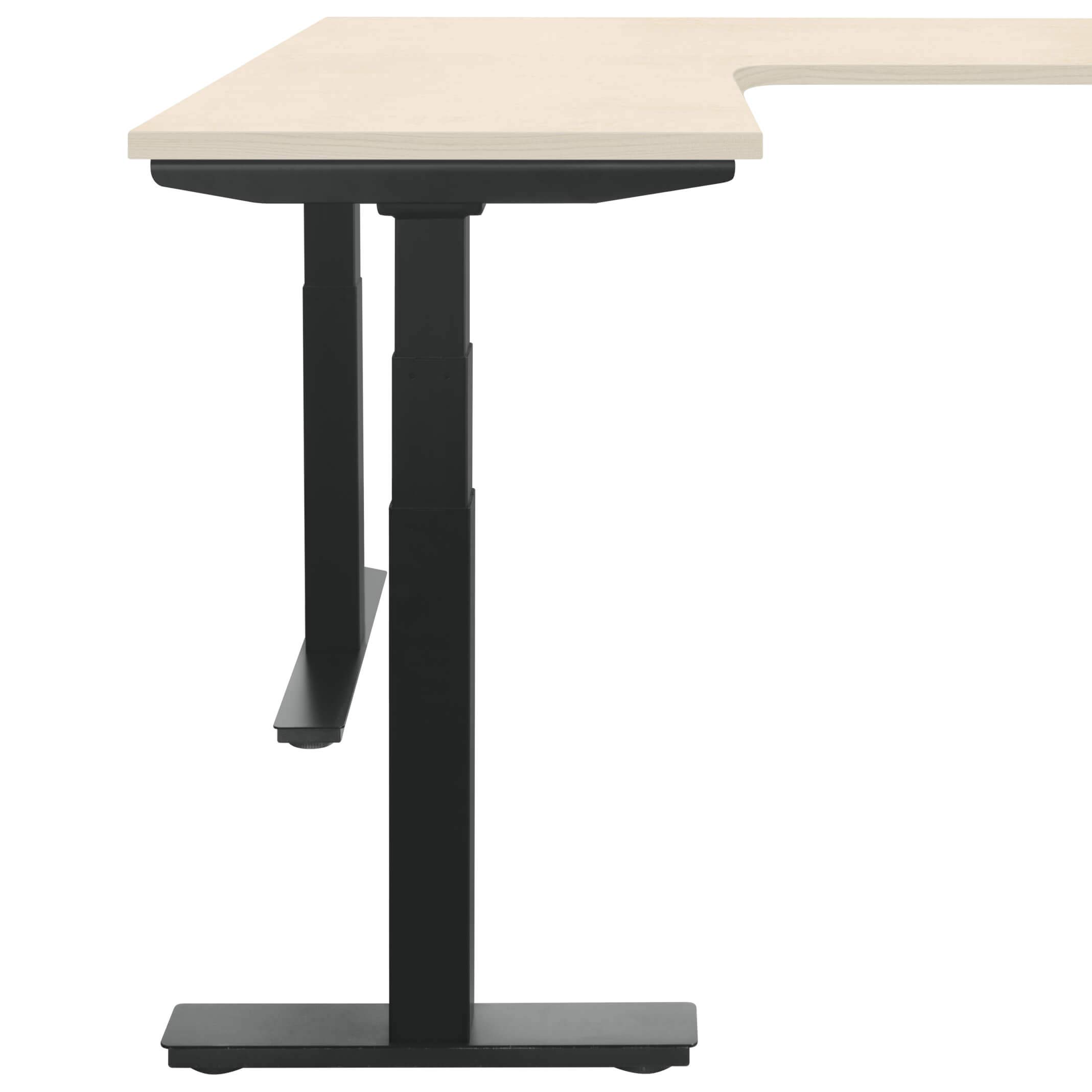 Weber Büro TELDRA biurko kątowe 1800 x 1600 mm, elektryczna, z regulacją wysokości, klon, kolor stelaża: czarny, orientacja kąta: prawy