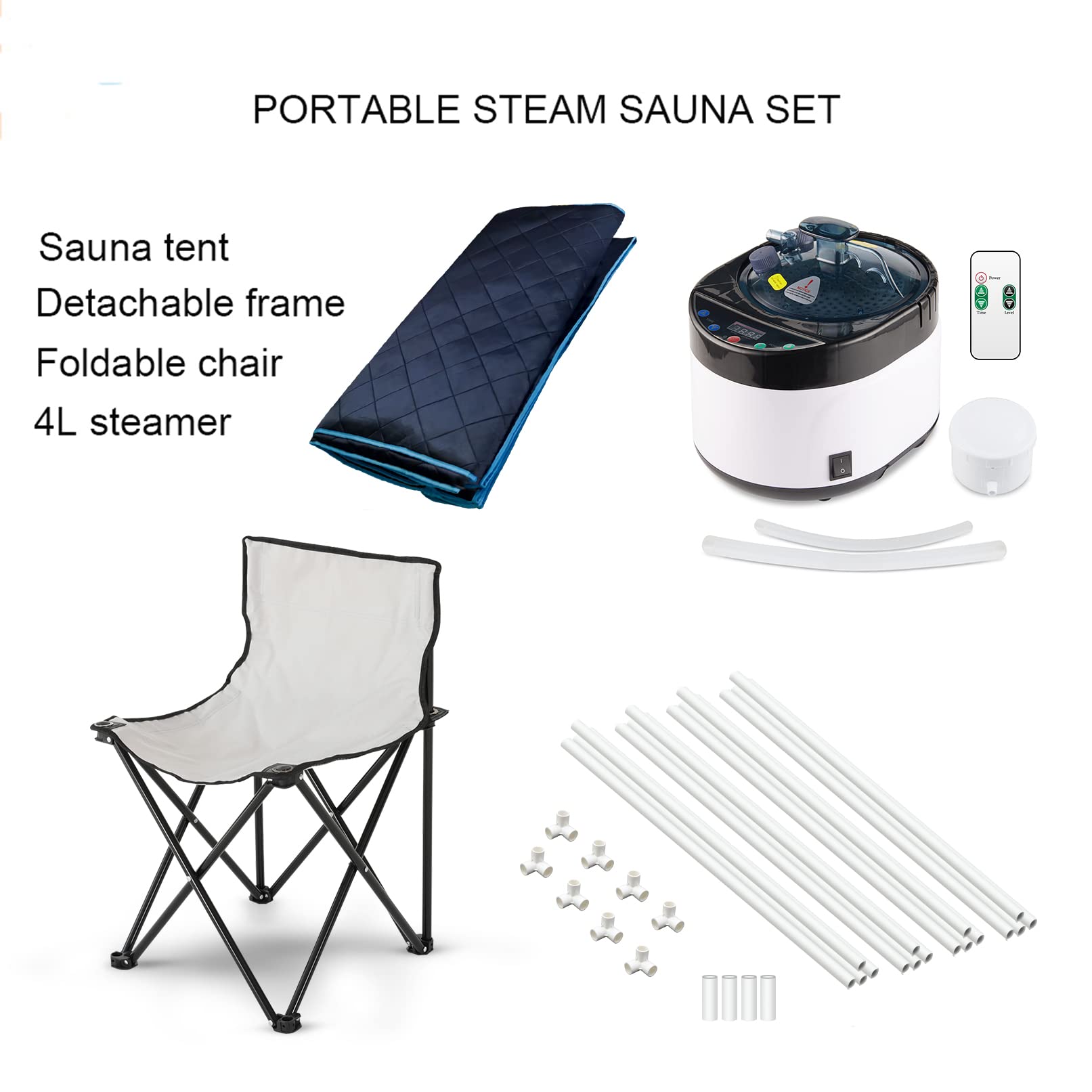 ZONEMEL Sauna a vapore portatile a grandezza naturale, spa personale domestica, vapore da 1600 Watt 4 litri con telecomando, timer, sedia pieghevole (L 33 "x 33" x H 66", bordo verde)