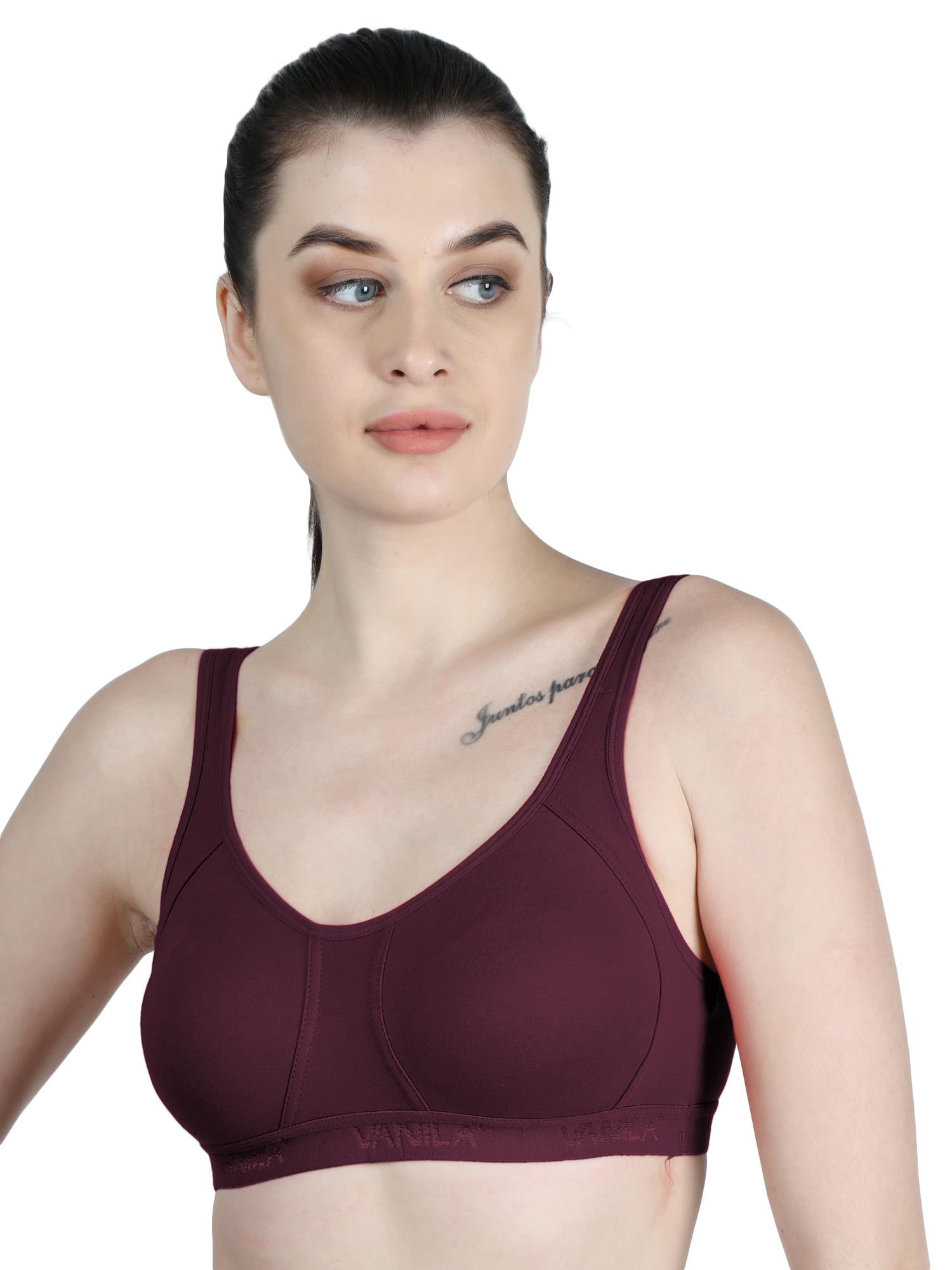 vanila B Cup Sports Bra for Women & Girls Perfect for Workout & Active Lifestyle- Broad Belt, Lycra Fabric (C Rose, Size38, Pack of 1)-picture-26