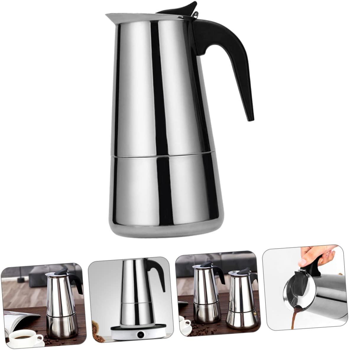 Gatuida Portable Electric Coffee Pot 12 Cup Mocha Coffee Maker in Stainless Steel for Home and Office 7 61HWpeR7WNL. AC SL1285