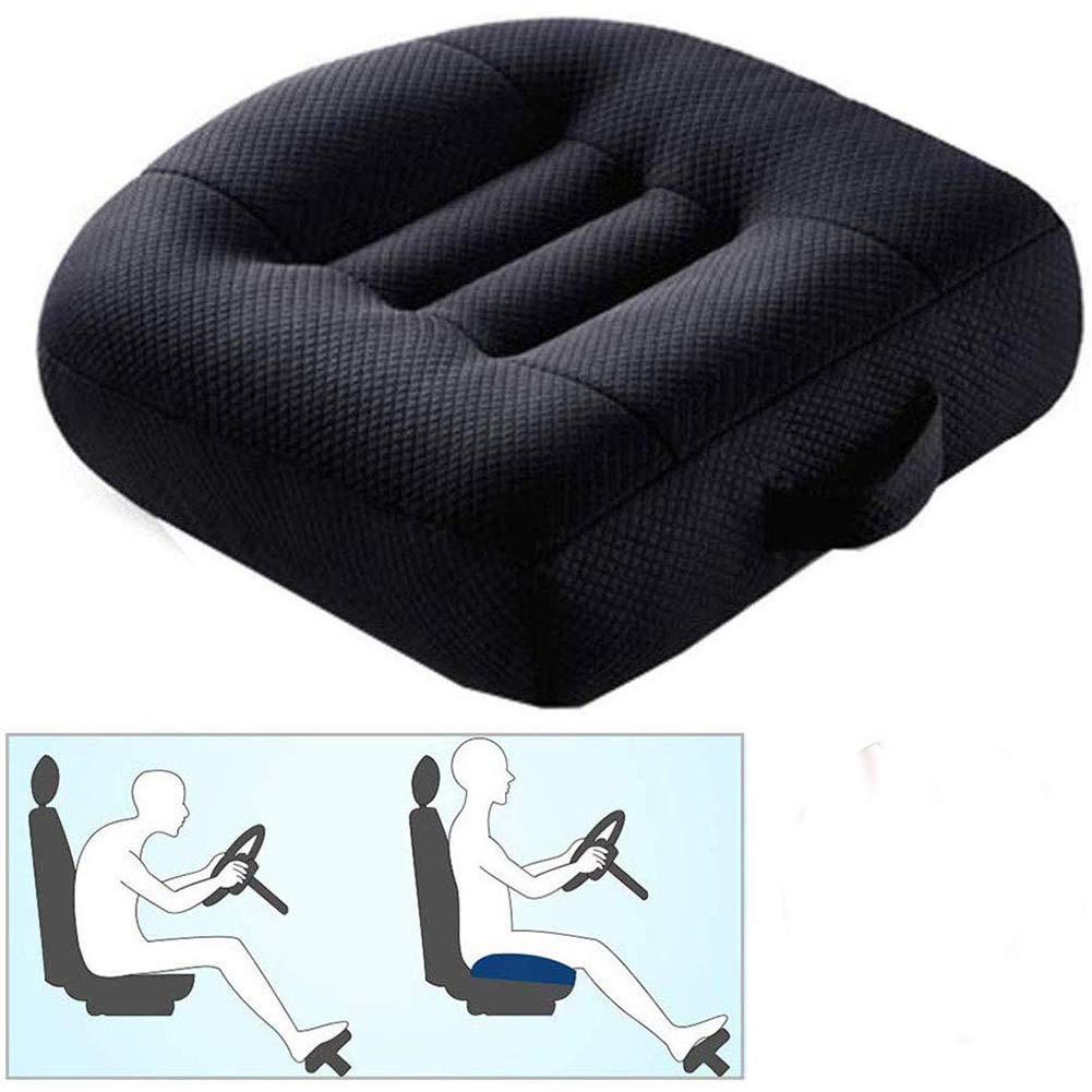 Car Booster Seat Cushion Heightening Height Boost Mat, Breathable Mesh Portable Car Seat Pad Angle Lift Seat for Car, Office,Home (Pure Black)
