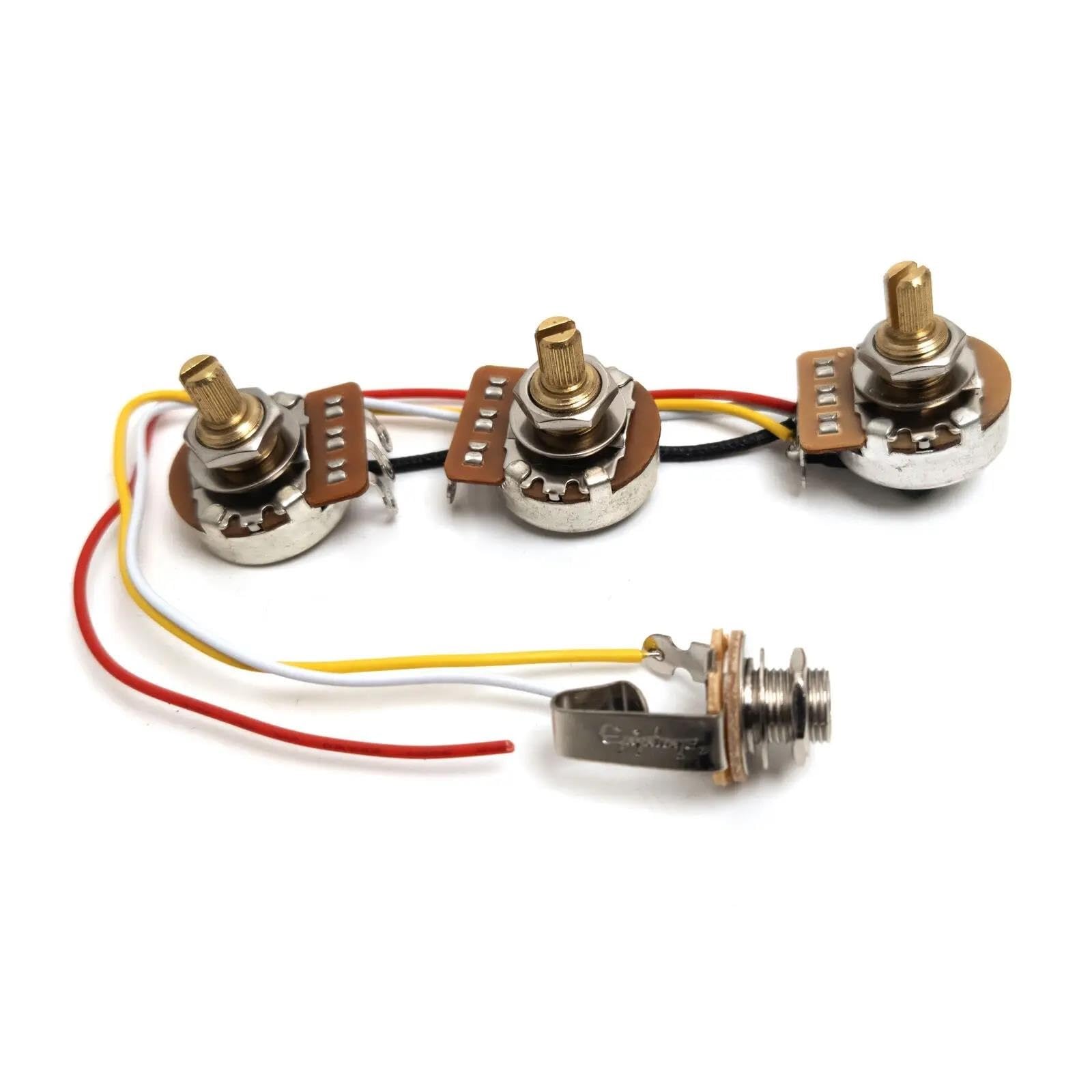 Kit Arnés Precableado Kit precableado con eje de cobre potenciómetro de 250 K 2 potenciómetros de volumen y 1 tono para bajo. Piezas de repuesto.(1 Pcs)