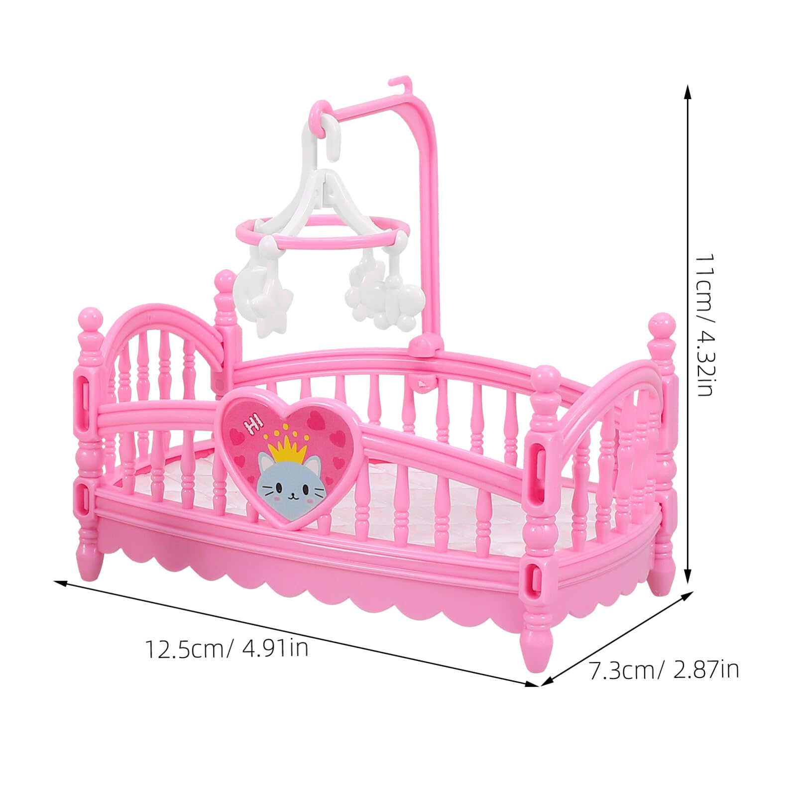 TOYANDONA Dollhouse Crib 2pcs Mini Doll, Miniature Doll Beds with Mobile for Mini House Furniture Set Miniature Dollhouse Furniture Accessories Model Decoration