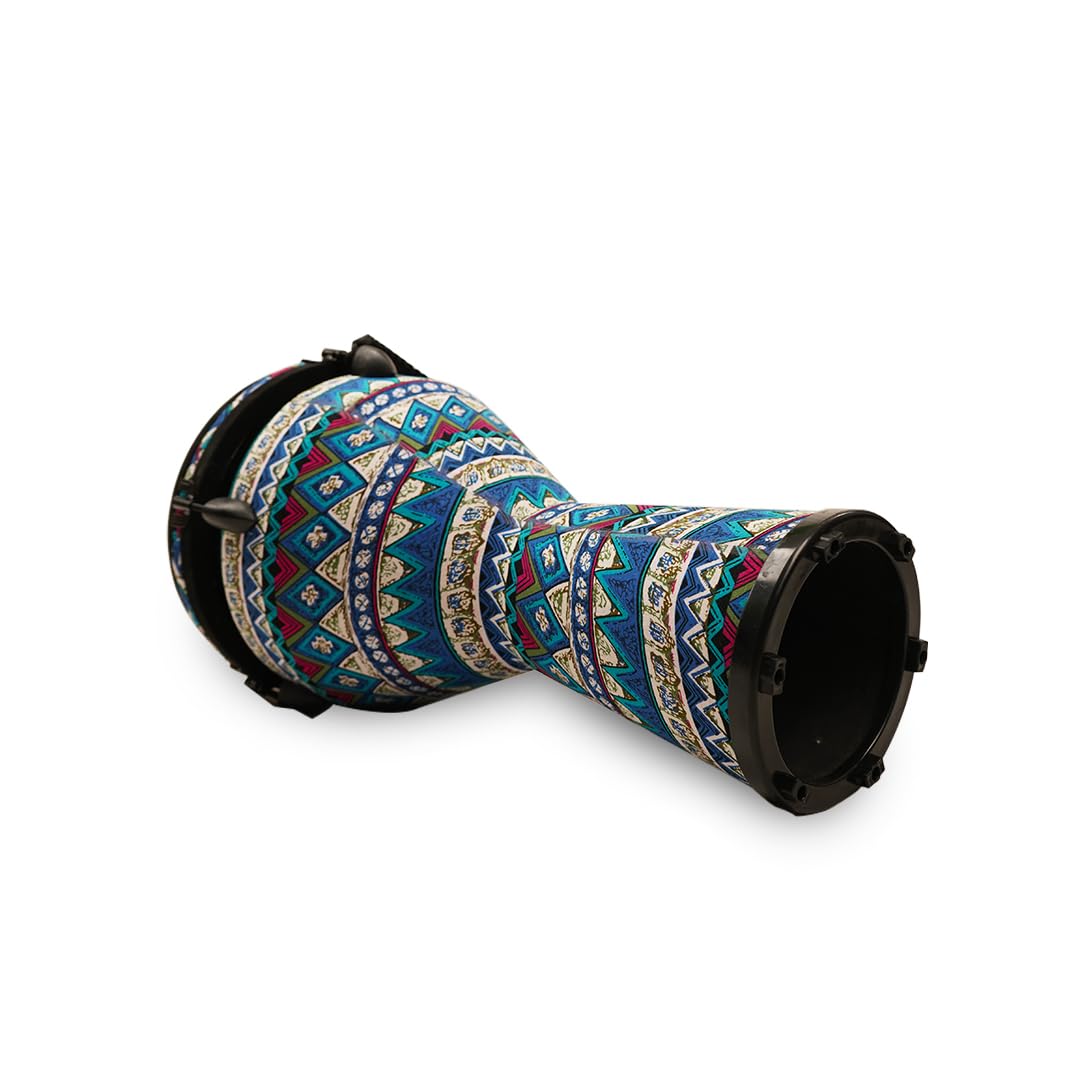 Kadence DJE10 Touring Series Hand Carved Djembe Drum | 10 Inch | Lug Tuning System | Wooden Shell | Artistic Printed Drum Head | Blue 1
