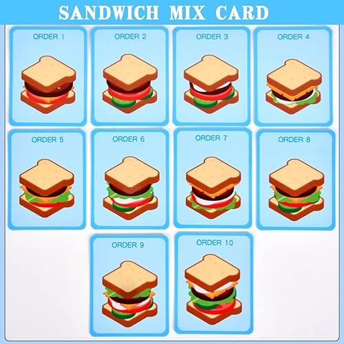 Miniatura 3 de Juego de juego de simulación de alimentos, juguete apilable de hamburguesa de madera, juguetes apilables de hamburguesas Montessori, juguete