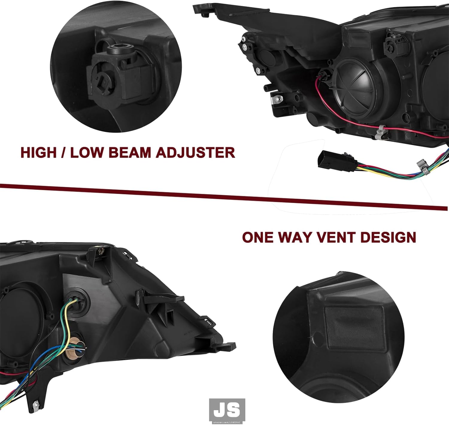 JSBOYAT Fits for 2014-2020 Chevy Impala [Halogen Style] Headlight Assembly Projector Black Pair OE Style Factory front Lamp Driver & Passenger Side NOT FIT HID MODEL