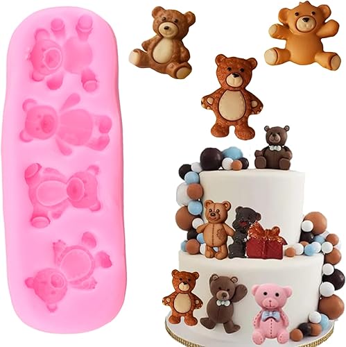 Oso Fondant moldes de silicona para osos de peluche decoración de tartas decoración de cupcakes caramelo pasta de goma de chocolate pasta de