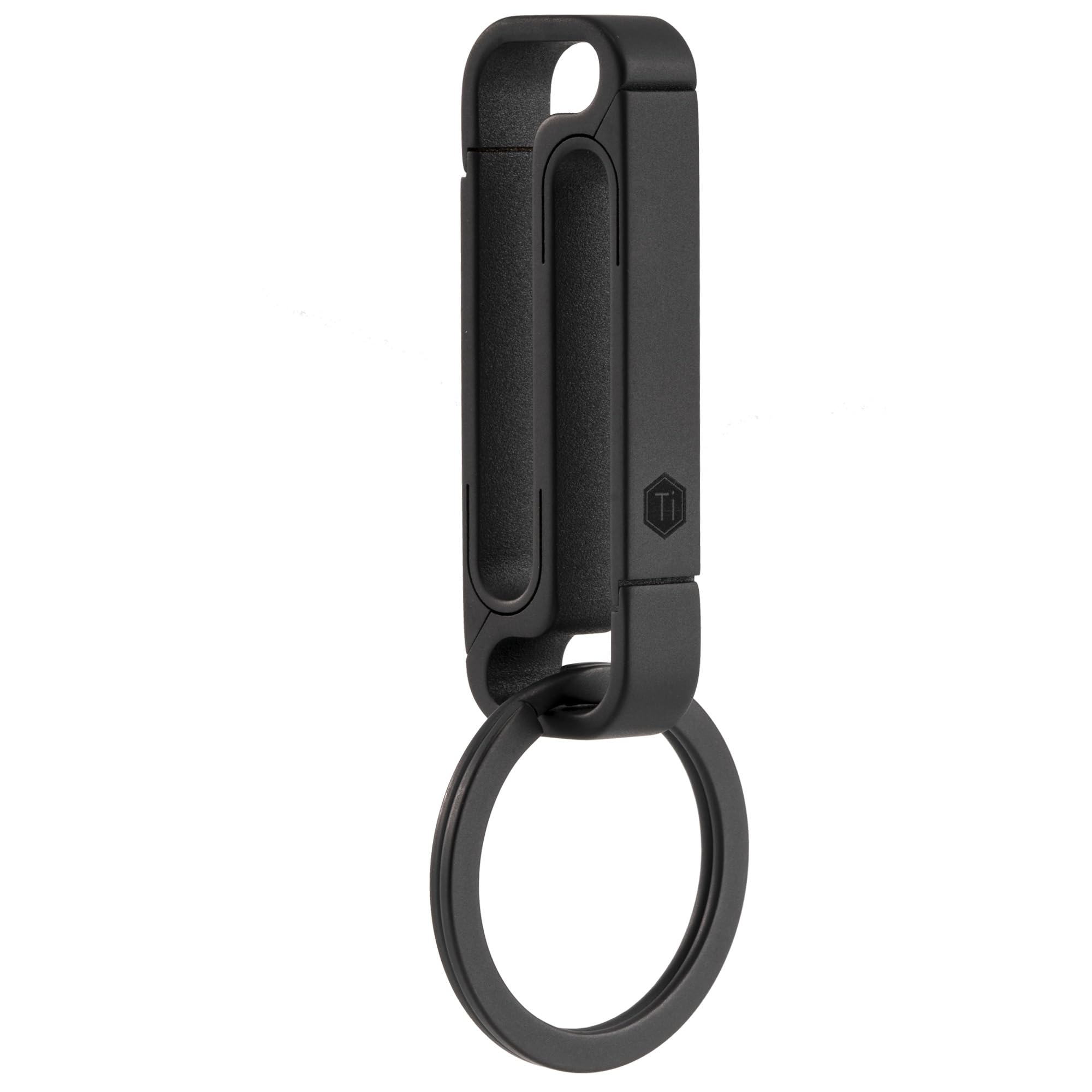 Keyunity Unisex Km11 (Pvd Black) Km11 Heavy Duty Belt Key Holder With Metal Key Rings, Titanium Men Keychain Carabiner Key Holder Clip (Black)