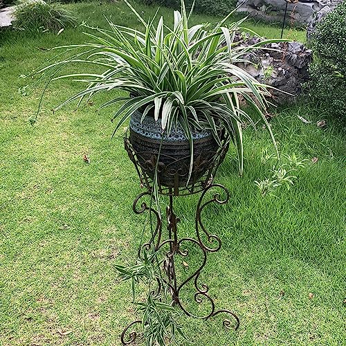 2 Pack Metal Tall Plant Stands, 25 Inch Wrought Iron Plant Stand, Heavy Duty Fleur-De-Lis Pot Stand Pedestal Holders, Unique Decorative Potted Planter Display Rack For Indoor, Outdoor, Patio, Lawn, Garden #TOP6