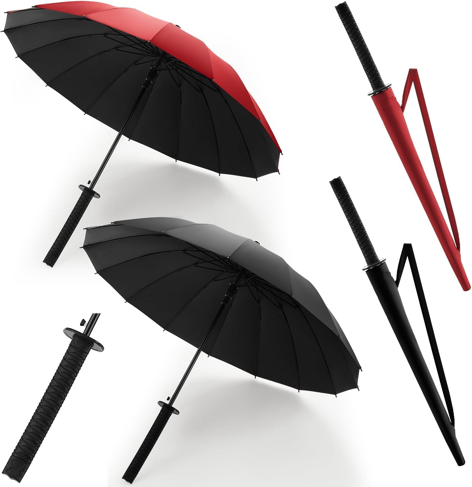 Samurai Umbrella Semi-automatic Katana Sword Umbrella Gifts for Men Women Cosplay Windproof Sun and Rain Protection Outdoor