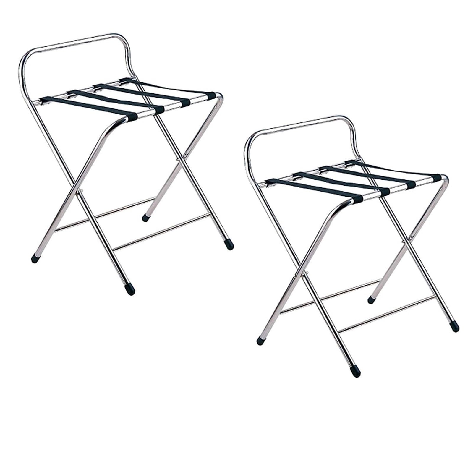 Paquete de 2 Reposa Maletas Hotel - Soporte Maletas Plegable, Porta Maletas Acero Inoxidable, Portaequipajes con Respaldo, Estantería de Equipaje para Hogar Habitación de Invitados Dormitorio