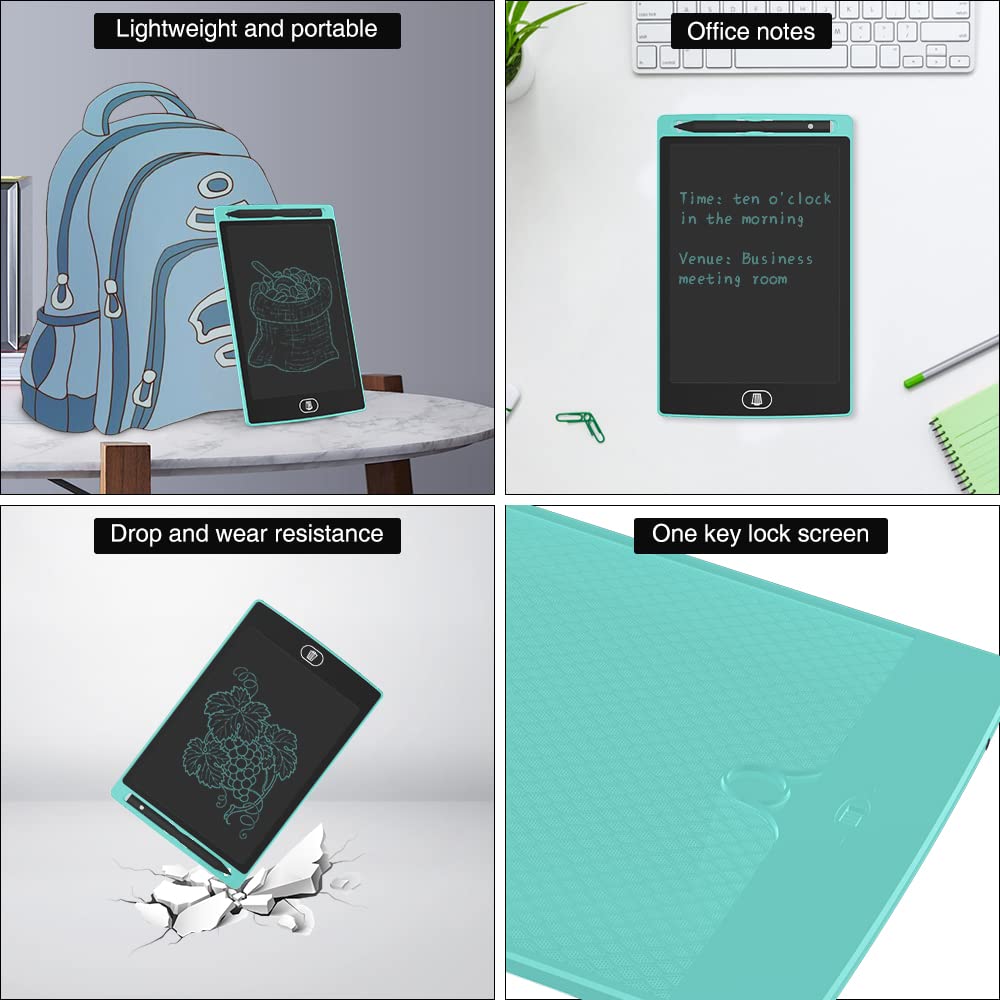 Tavoletta elettronica per scrittura LCD, 21,6 cm, con pulsante di blocco memoria, blocco da disegno ecologico, per adulti, confezione da 2