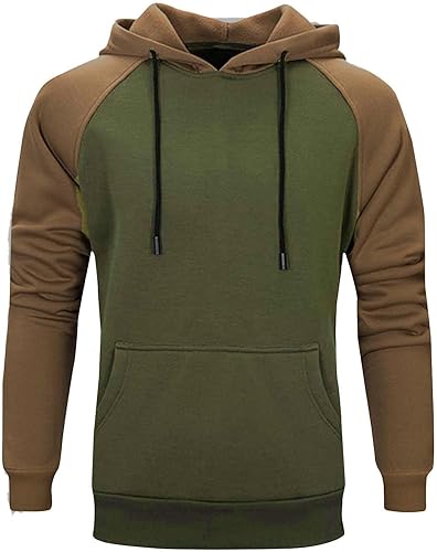 Sudadera con capucha para hombre, para entrenamiento, ajustada, con bloques de color, cordón, vintage, de manga larga