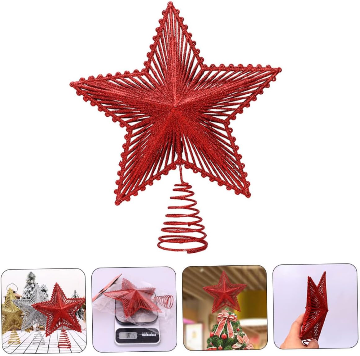 Five-Pointed Topper Iron Wire Xmas Treetop Star Christmas Tree Decoration for Party