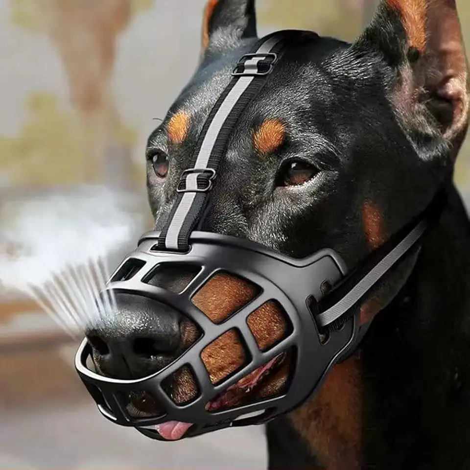 Focinheira de Segurança Respirável para Cães, com Faixa Refletiva, Ajustável, Material TPR e Nylon, Tamanhos: 0, 1, 2, 3, 4, 5, 6 (Número: 2)