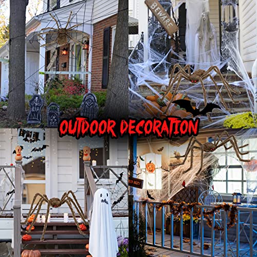 Halloween Spider Decorations, 50” Giant Spider With Dark Brown Hairy And Red Eyes, Halloween Larger Scary Fake Realistic Spider Props For Halloween Yard Garden Party Haunted House Home Outdoor Indoor #TOP5