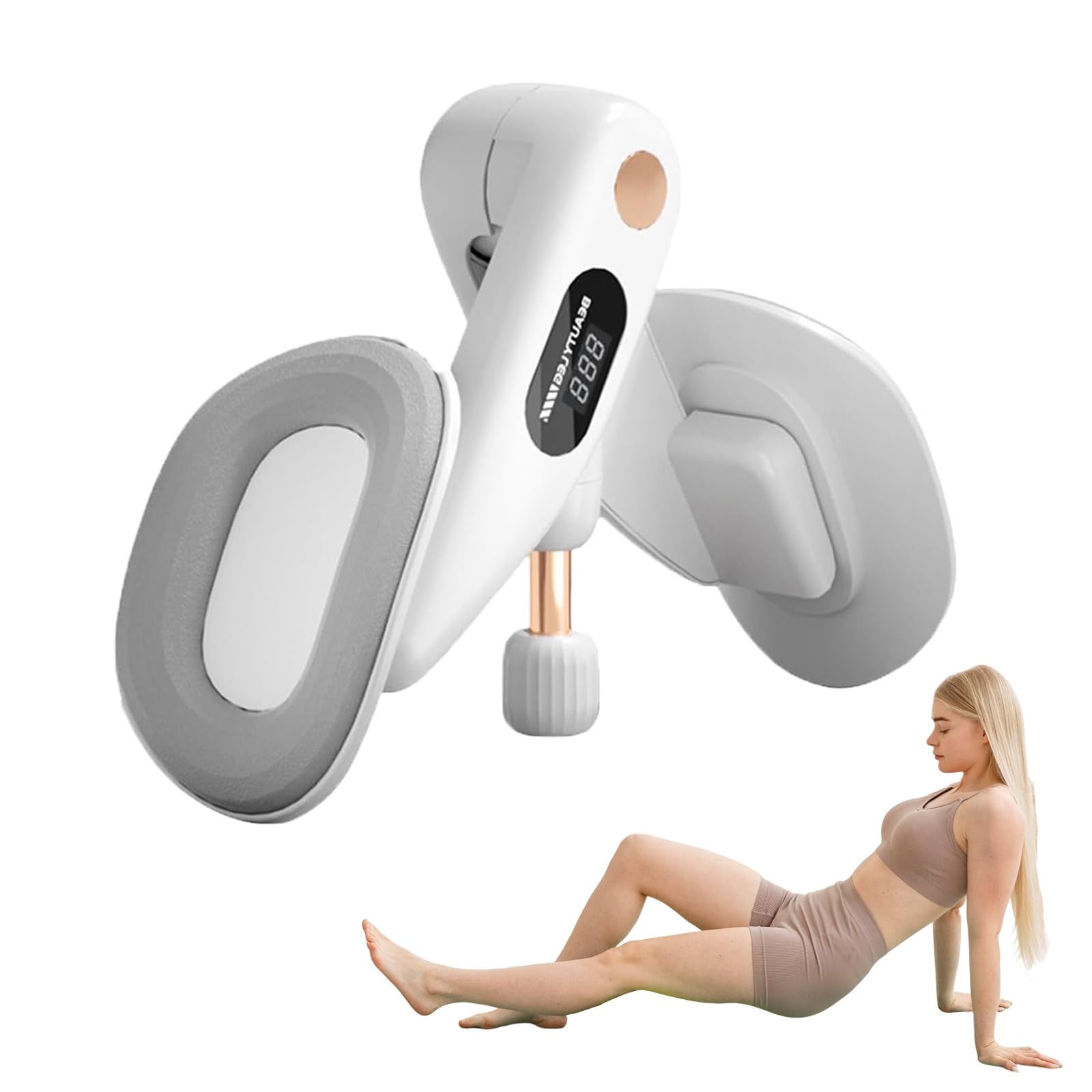 Thigh Trainer, Leg Pelvic Floor Trainer with LED Counter - Adjustable Resistance 10-78lbs, Ergonomic Thigh & Pelvic Exerciser for Women, Home Pilates Yoga Fitness Equipment (Grey)