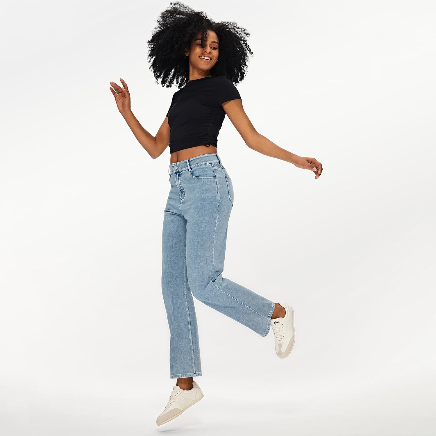 High Waisted Straight Leg Jeans for Women – Soft Stretchy Denim, Classic Fit – Great for Work, Travel