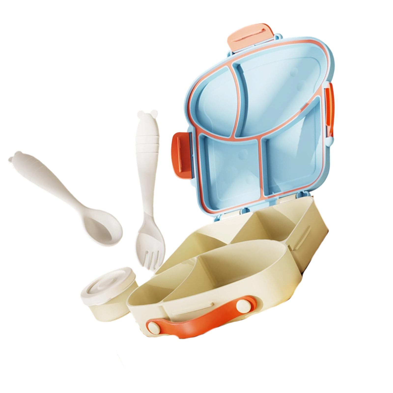 Kaeltsyn Colorful Compartmentalized Food Container for Microwave and Dishwasher Portable Divided Lunch Holder Leak Proof Kids Food Box