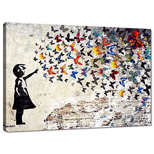 Banksy Wall Art Graffiti Street Giclee Canvas Paintings Poster and Prints Kid Wall Pictures girl...