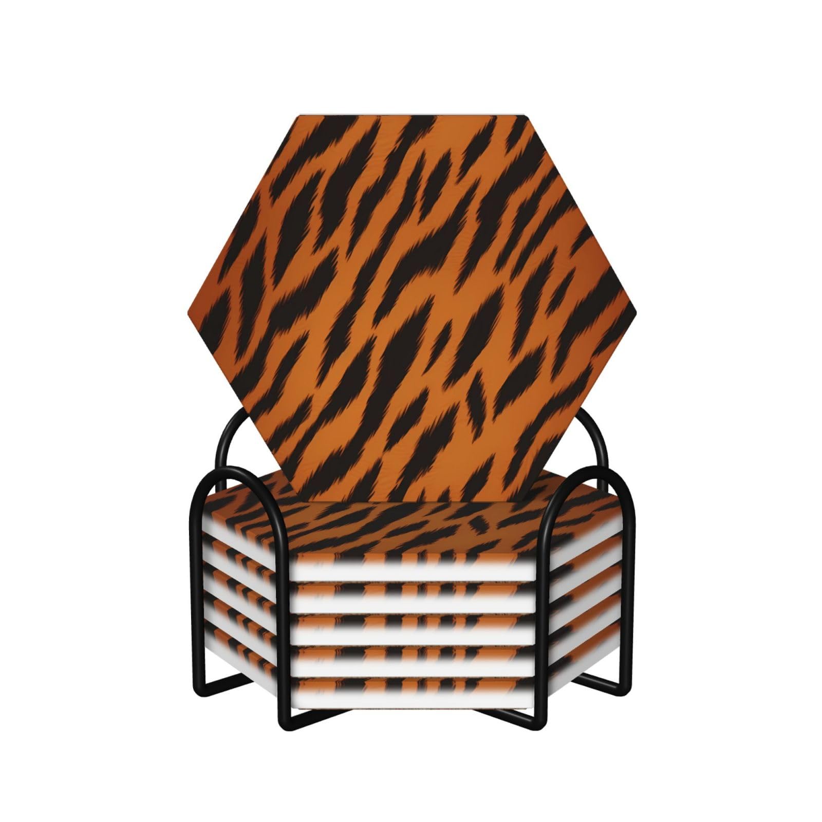 Dessous de verre motif tigre en céramique pour apéritif salon
