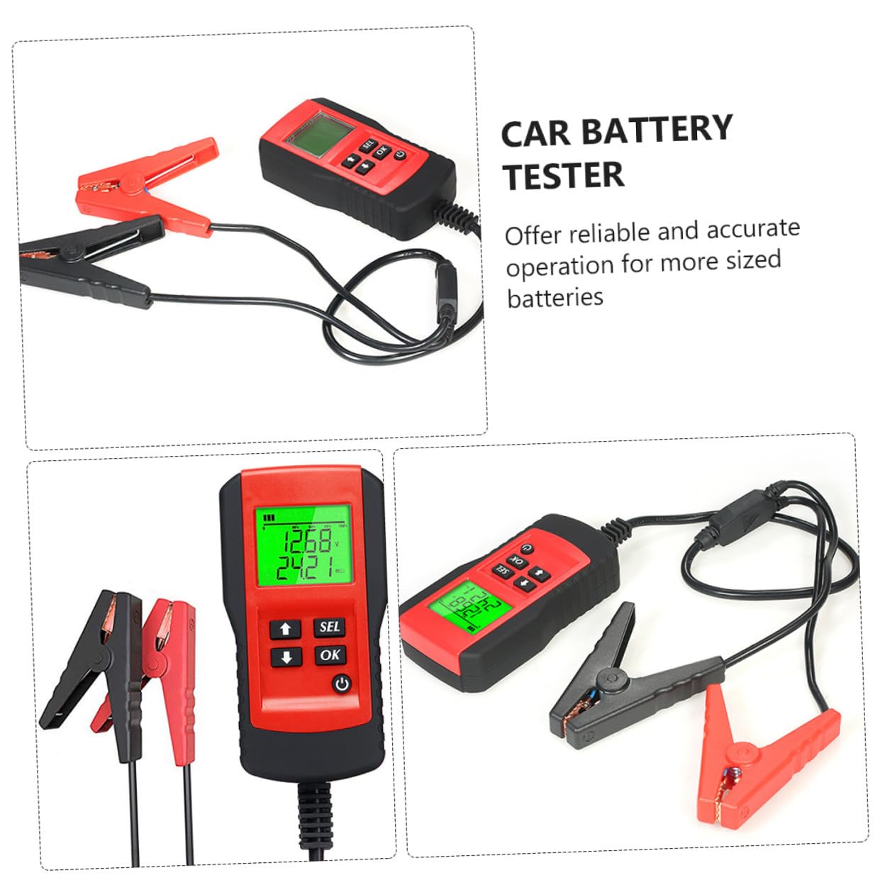 Hemobllo Tester per Batteria Auto 12v Schermo Lcd Retroilluminato e Analizzatore Digitale, Strumento per Batterie Veicoli, Controllo Tensione e Resistenza, Adatto a Automobili e Veicoli