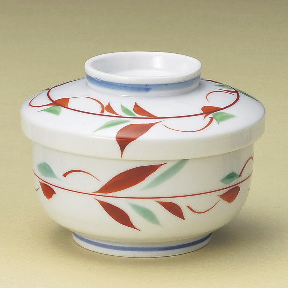 キッチン・食器 赤絵 蓋付き 蒸し碗 むし碗 茶碗蒸し 花鳥図 和食器