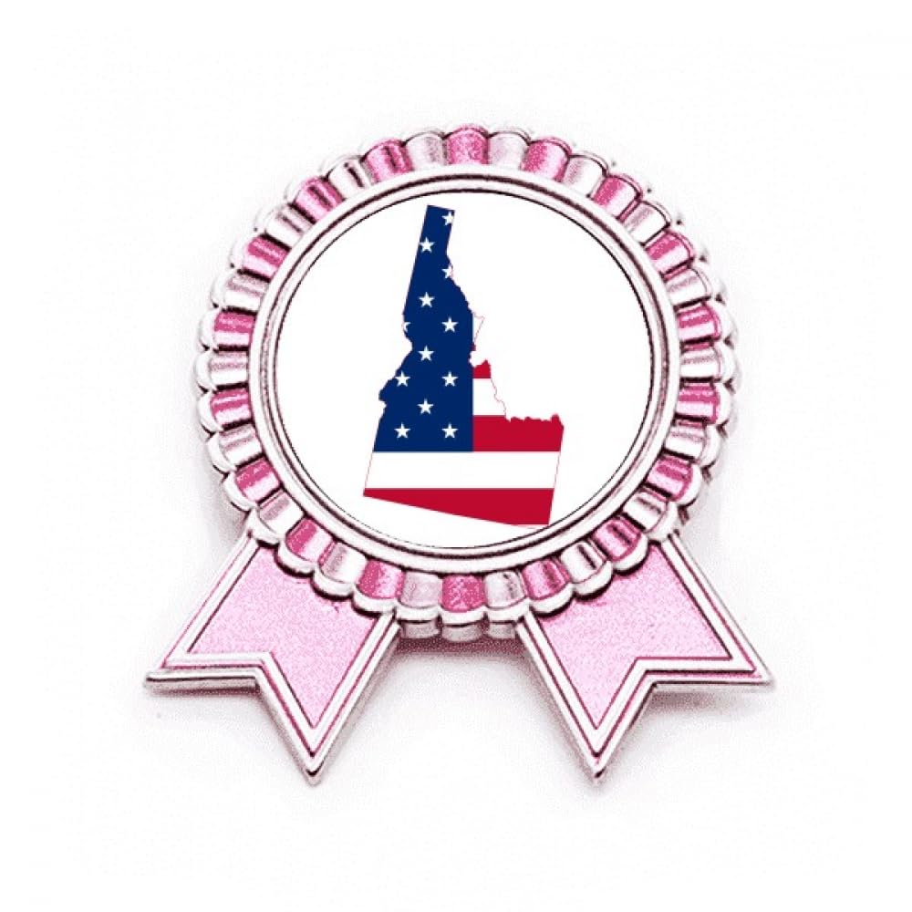 Broche drapeau Idaho et médaille de vainqueur rose idée cadeau originale