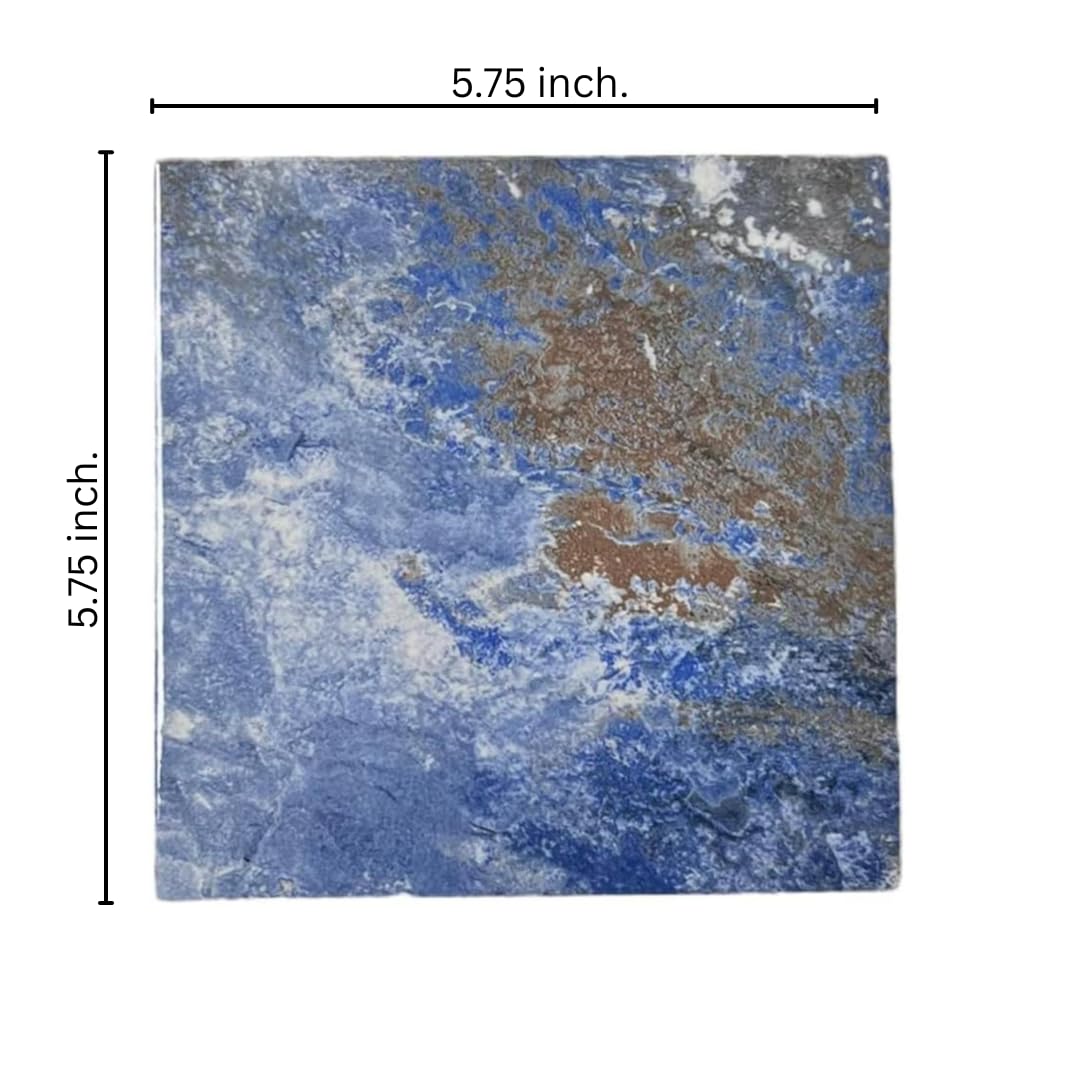 Tenedos Ozone Blue White and Brownish Square 5.75 Inch Textured