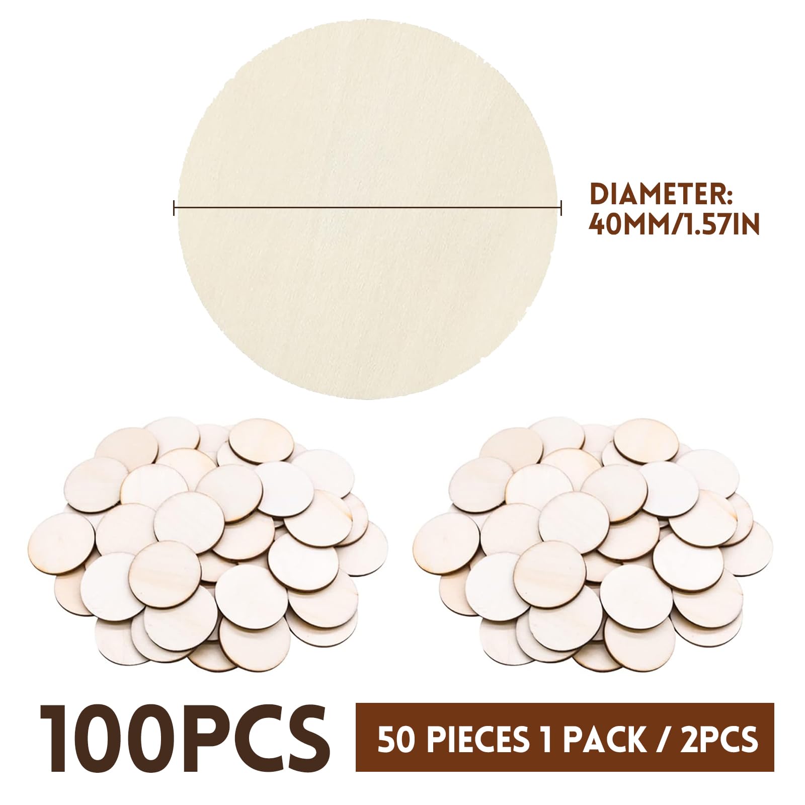 HPiano 100 stuks natuurlijke houten plakjes 4cm onafgewerkte houten cirkels platen met boomschors boomringen voor uw decoraties, ambachten, tags, ornamenten, plakboek, plaques en onderzetters