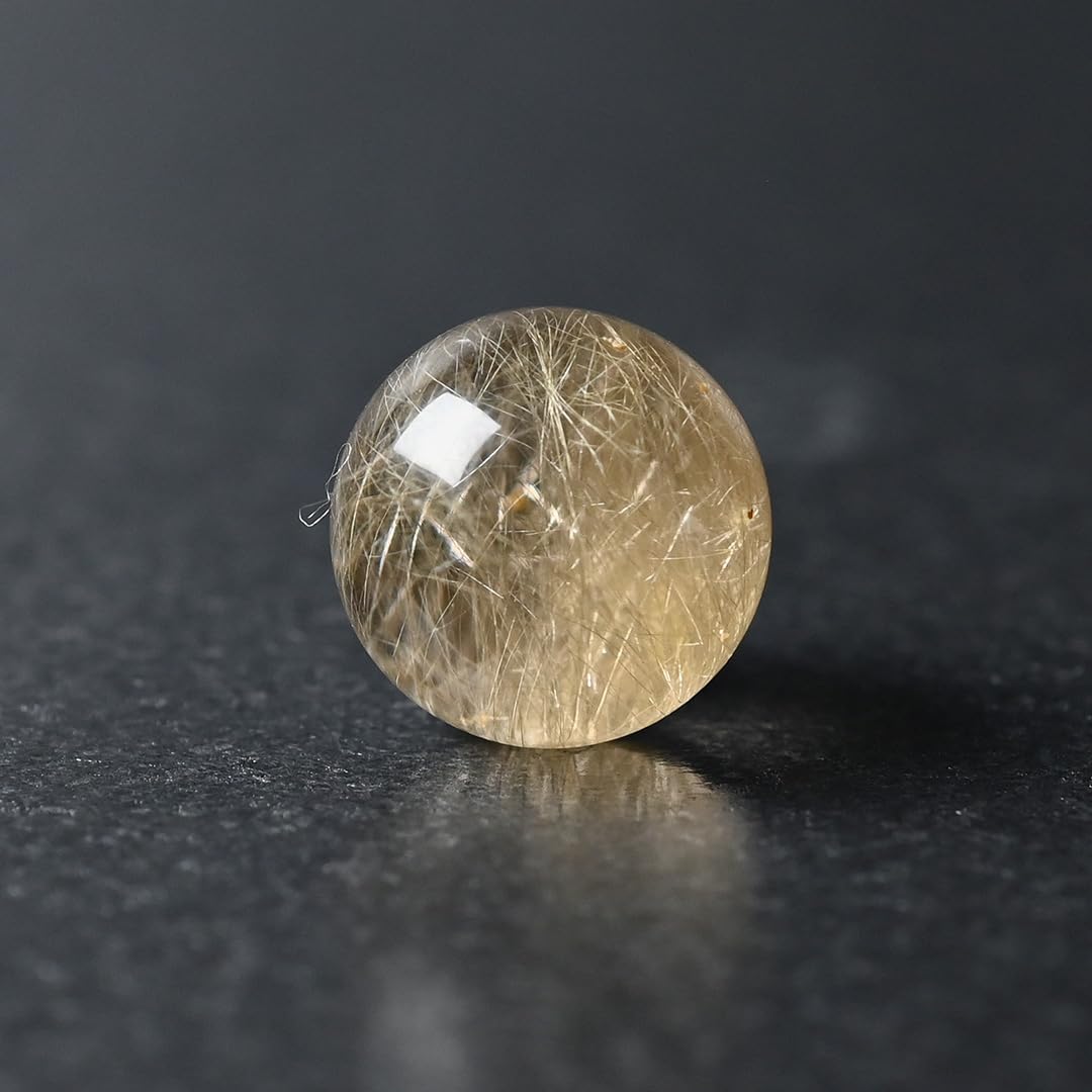 45mm】ゴールドルチルクォーツ スフィア 丸玉 天然石 金針