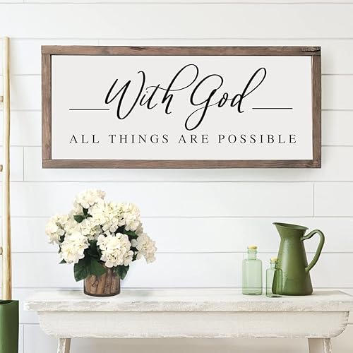 NATVVA Póster impreso con texto en inglés «All Things are Possible» con texto en inglés «All Things are Possible», arte de pared cristiano para sala