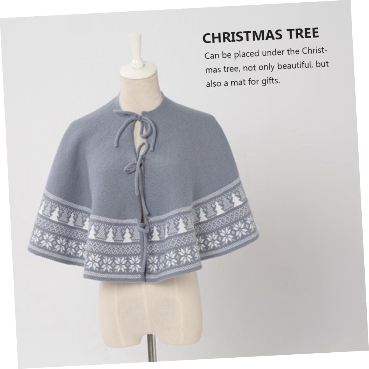 Anneome 1pezzi Grembiule Per Albero Di Natale in Maglia Gonna Per Albero Di Natale Tappeto Decorativo Natalizio Elementi Festivi Doppia Funzione Come Gonna o Scialle